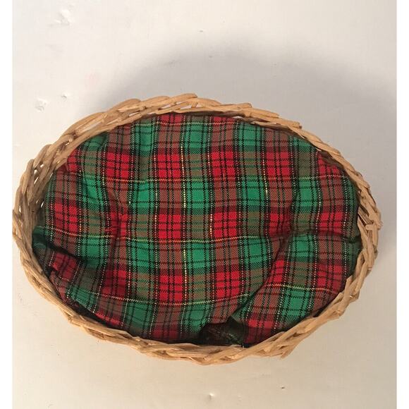 Vintage Sleeping Cat and Mouse Wicker Basket Figurine Plaid Cushion Kitten - Picture 10 of 11